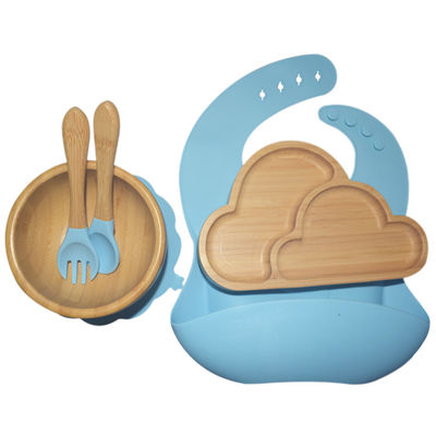 kupować BPA Free Baby Silicone Products Zestaw talerzy Słoń Drewniany silikonowy zestaw przyssawek online manufacture