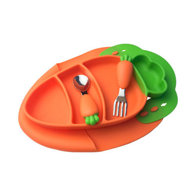 Silikonowy zestaw do karmienia niemowląt w kształcie marchewki Zastawa stołowa Food Grade Eco Friendly