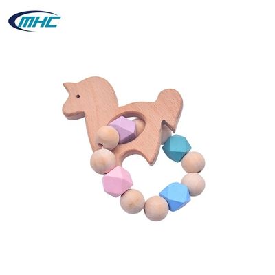Baby Bead Silikonowy gryzak do drewna Diy Handmade Kształt kucyka Łatwe do czyszczenia Dostosowane