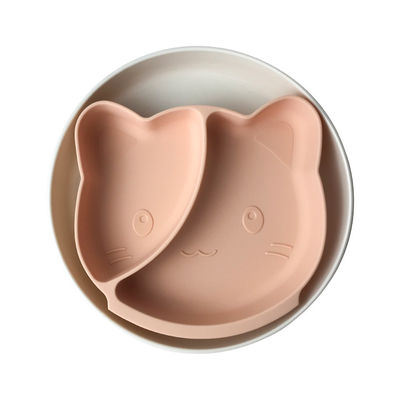 BPA Free Silikonowa taca dla niemowląt Kształt kota Zastawa stołowa Talerz do karmienia Dostosowane