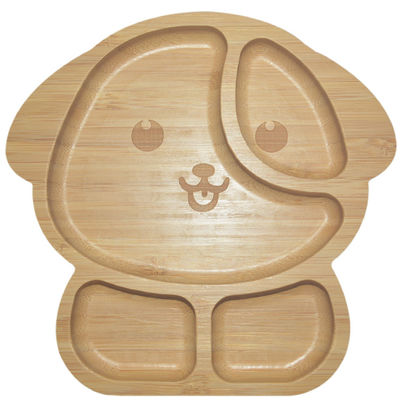 MHCsilicon Bambus Baby Plate BPA Free Divided Suction Dining Wooden Food Bambus Cutlery