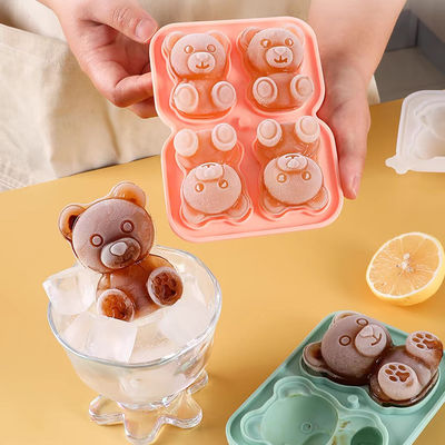 MHC Custom Shape Logo Factory Wholesale Pink Animal Ice Cube Tray Silicone Mały 3D Bear Shape Ice Cube