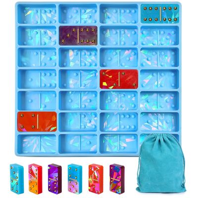 MHC Kryształowy silikon Unikalny domino Set 3D Holograficzne wzory Epoksy żywicy Formy